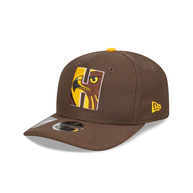 AFL Hawthorn Hawks Letter Infill Official Team Colours Original Fit 9Fifty Snapback (STN2421) - Brown New Era Caps